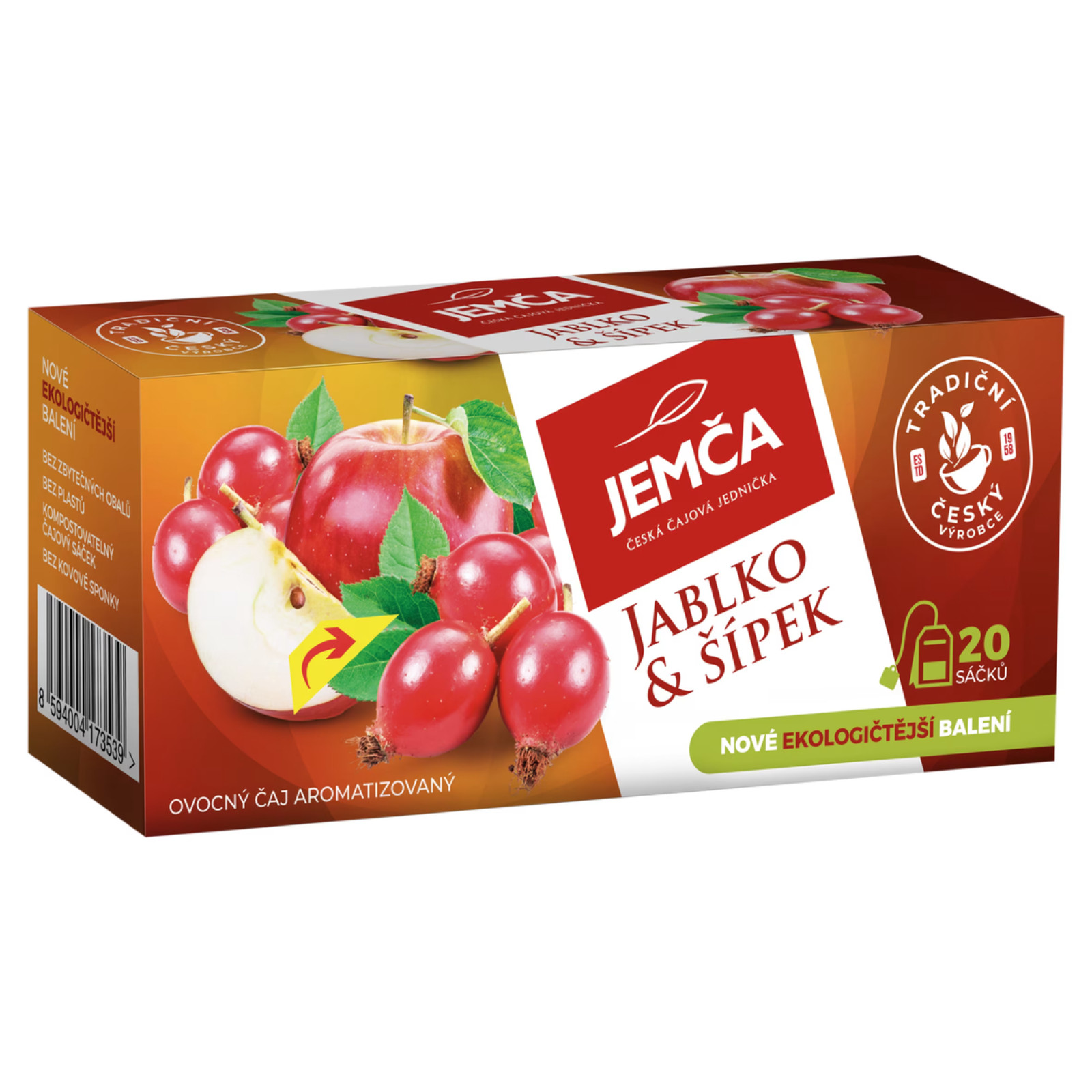 Чай JEMCA с ЯБЛОКОМ И ШИПОВНИКОМ- 20 пакетиков- Сделано в Чехии 2190₽