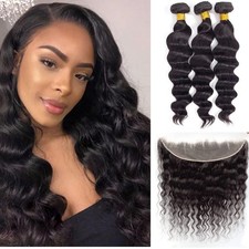 New Loose Wave Bundles with 13x4 Lace Frontal Remy Virgin Human Hair Extensions
