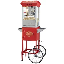 850W 8oz 48-Cup Electric Popcorn Popping Machine with Cart - Red Color