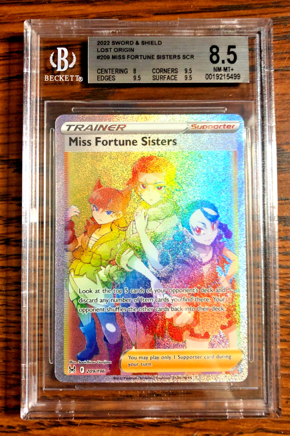 Miss Fortune Sisters Rainbow SR #209 - BGS NM-MT+ 8.5 - Lost Origin - Pokemon