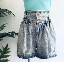 80s Vintage Acid Washed High waisted Jean Shorts