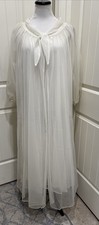 Vtg Lisette Al Sterling Off White Lace Nylon Peignoir Nightgown Robe Set SZ M