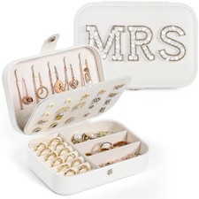 Bride Jewelry Box, MRS Travel Jewelry Box for Bride Portable Jewelry Case, Sm...