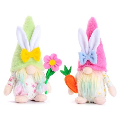 BWFY 2pcs Easter Gnomes Spring 9.8 inches tall, 4.7 wide, Red Green