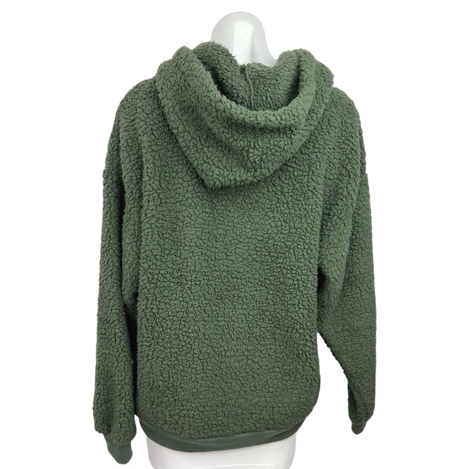 American Eagle Verde Sherpa Polar Manga Larga Bolsillo Sudadera con Capucha Suéter  Foto 2 de 4