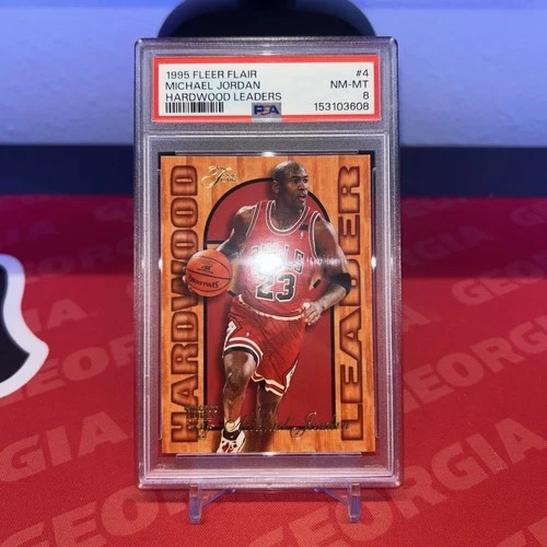 1995-96 Fleer - Flair Hardwood Leader Michael Jordan #4 PSA 8
