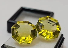 Natural Yellow Sapphire Hexagon Cut 20-21 Ct Pair Earring Making GEMSTONE