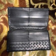Bottega Veneta Intrecciato Lambskin Long Wallet Black