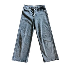 Levi  s Mile High Cropped Wide-Leg Jeans 29 Grey Wash Black Denim Street