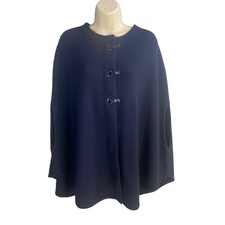 Banana Republic Merino Wool Cape Poncho Sweater XS/S Toggle Preppy Layering