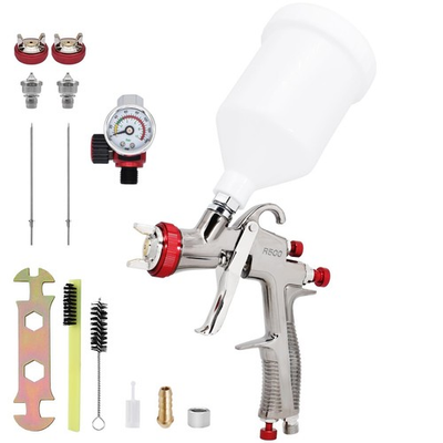 #ad #ad LVLP Spray Gun R500 with 1.3 1.5 1.7mm Nozzle and Air Pressure Regulator Gaug... $90.59