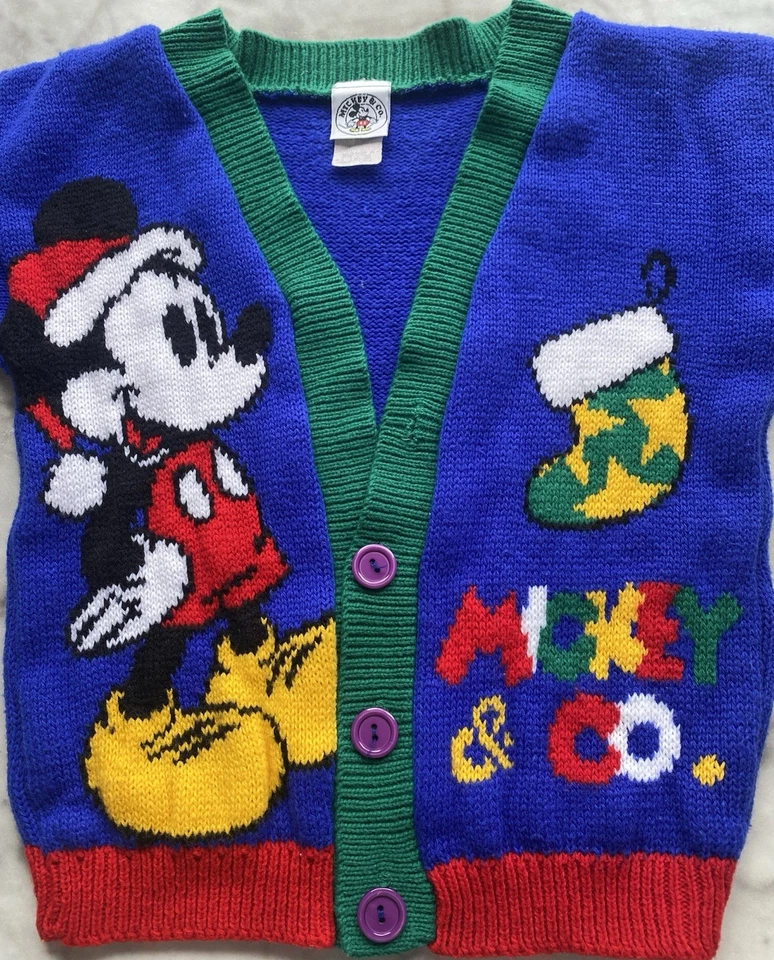 Cárdigan Navidad Mickey Mouse Vintage Años 90 Juvenil 6 Foto 3 de 4