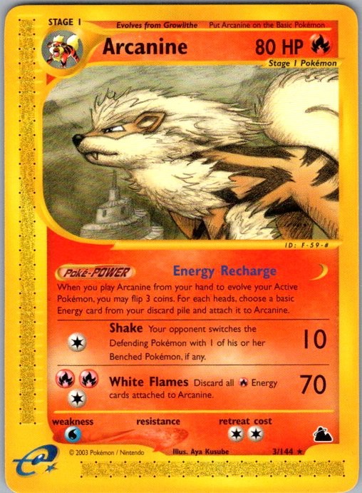 Arcanine (3) 003/144 Rare Skyridge NM