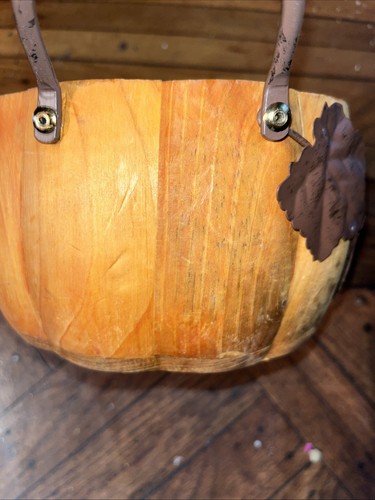 Herbst Herbst Kürbisschale aus Holz mit Henkel - Bild 4 von 6