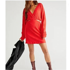 NWT!  Free People Beach Red Stasia Mini Dress  - Extra Small