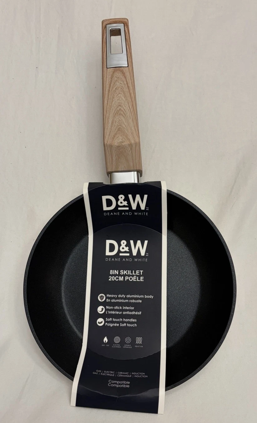 D&W Deane & White 8” Skillet Non-Stick Quality Cookware 2” Deep White NEW
