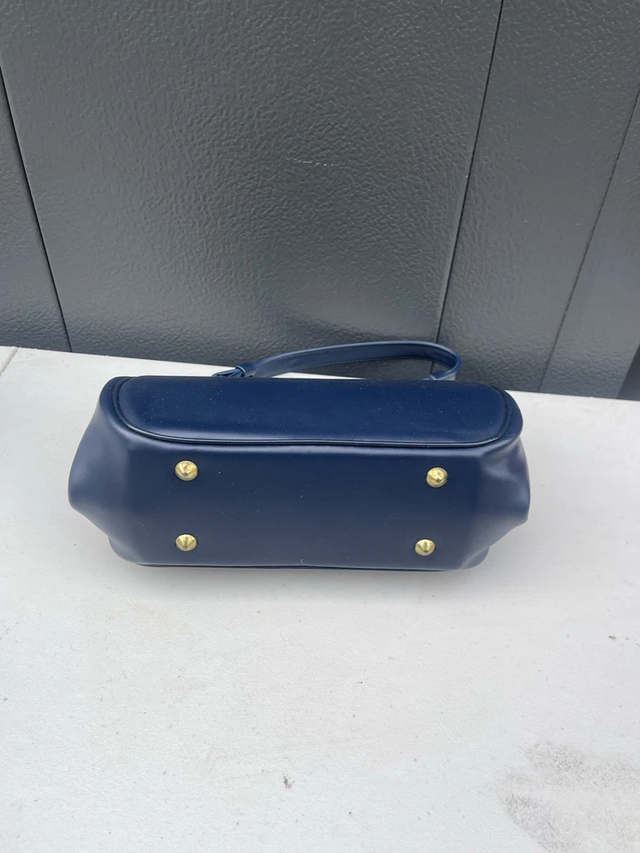 Cartera vintage de mujer de 1980 con adornos dorados azules Foto 2 de 4