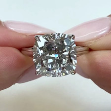 6.02Ctw Cushion Cut Moissanite Petal Prong Engagement Ring In Solid 950 Platinum