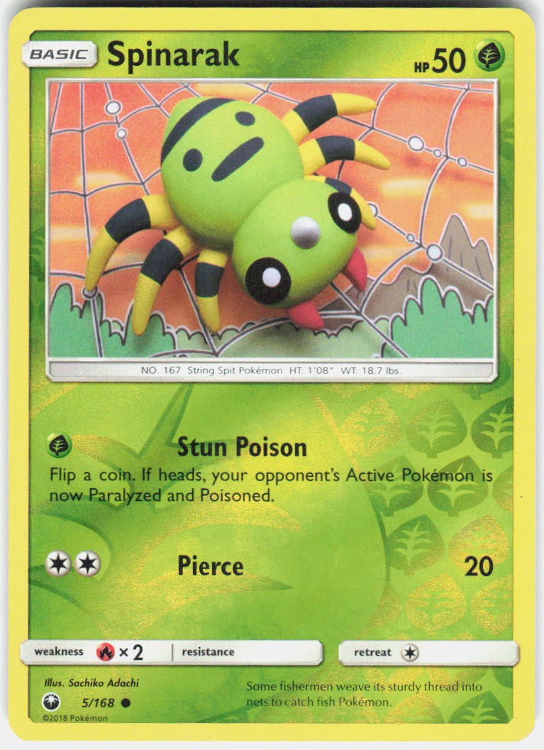 Spinarak 5/168 Common Celestial Storm Pokemon Reverse Holo Near Mint A013