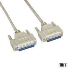 10FT DB25 25-Pin IEEE 1284 Male to Male Parallel Cable Cord Straight Ivory