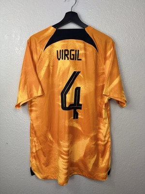 2022-23 Netherlands Home #4 Virgil Van Dijk Football Jersey Men s XL Nike