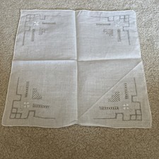 Vintage Hanky Hankie Embroidered White Flowers Punch Work Pattern. Very Nice