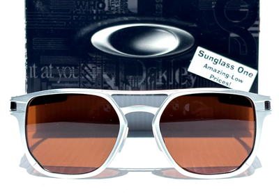 NEW Oakley LATCH ALPHA Silver POLARIZED Galaxy Brown Lens Sunglass