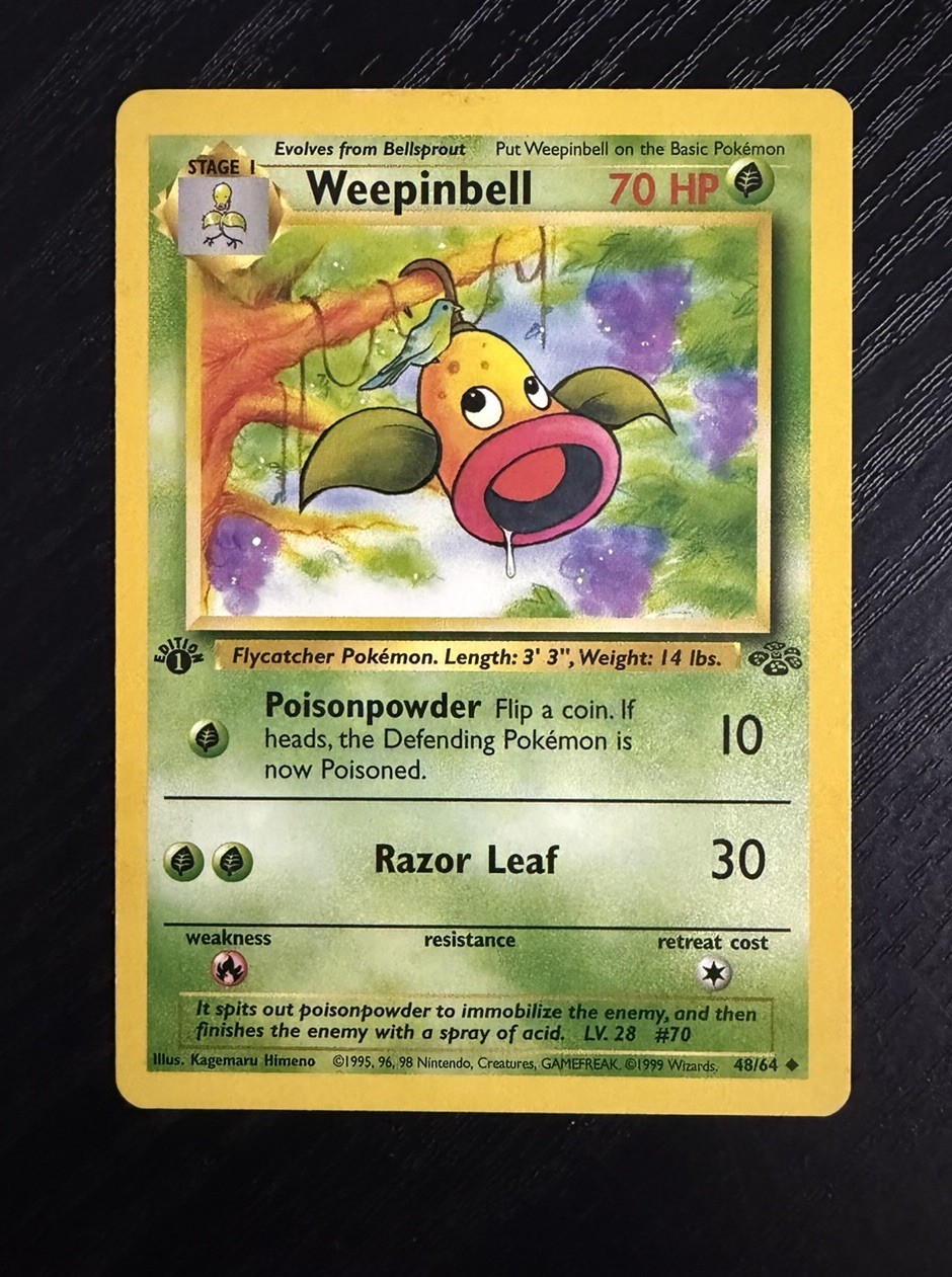 Weepinbell 48/64 Jungle 1st Edition Non-Holo Pokémon Card