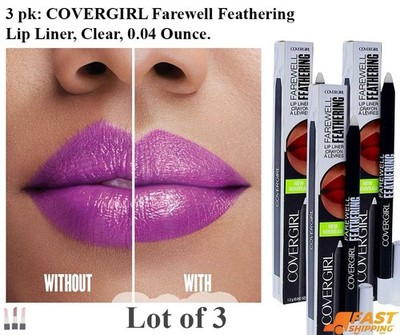Lot Of 3 COVERGIRL Farewell Feathering Lip Liner, Clear, 0.04 Ounce.