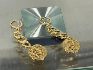Authentic Mayamar (24K Gold Plated) women's Link Charm Drop Earrings ~ Coin (NEW)
