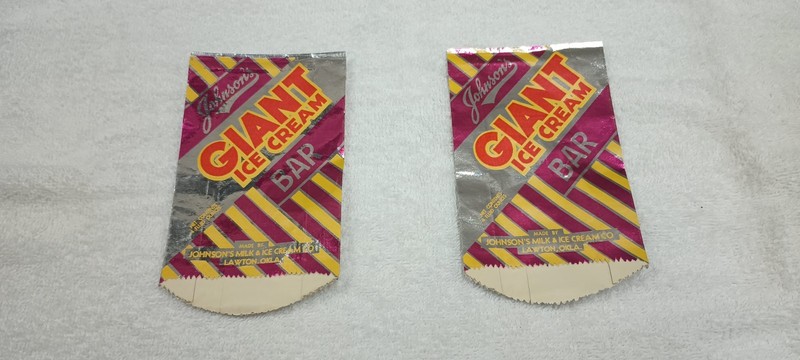 Ice Cream Foil Wrapper 1960s Johnson’s Milk & Co - NOS - Lot of 2