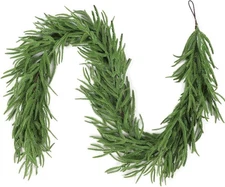 9 Ft Christmas Garland Artificial Norfolk Pine Real Touch Greenery Mantle Decor