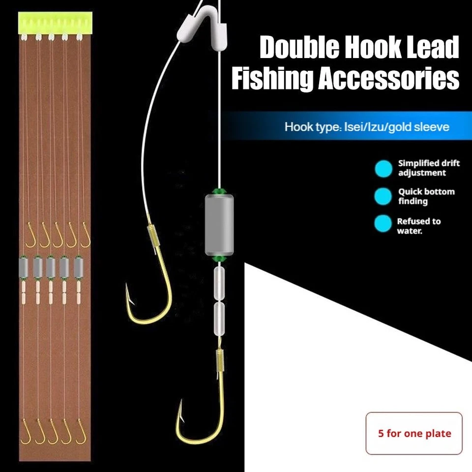 1 Set Ganci Doppio Piombo Accessori Pesca Nuovi C6C8 - Immagine 3 di 4