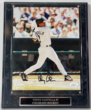 Vinny Castilla Autographed 8x10 Photo with Plaque JSA COA