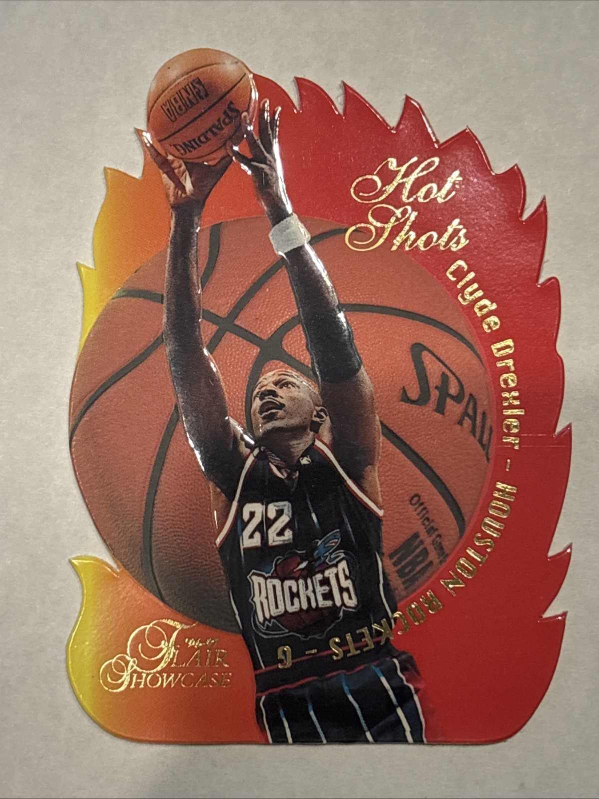 1996-97 FLEER FLAIR SHOWCASE CLYDE DREXLER #18 HOT SHOTS ROCKETS INSERT