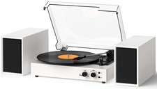 Bluetooth Record Player with External Stereo Speakers, Vintage 3-Speed Turnta...