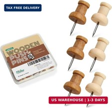 40 Pcs Wood Push Pins, Decorative Wooden Thumb Tacks for Cork Board, Natural