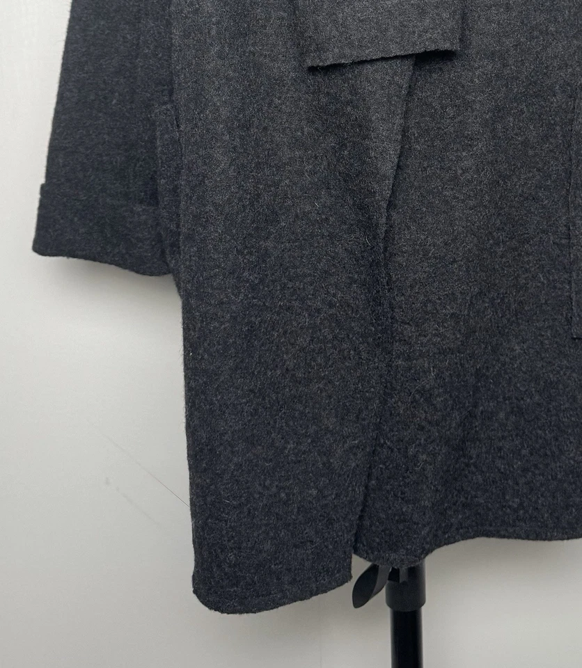 Cut Loose L Wool Charcoal Mélange Jacket Coat Attached Scarf Made in USA - Image 4 of 4