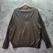 Polo Ralph Lauren 100 Pima Cotton Brown V-Neck Sweater Men's XL