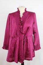 Vtg Vanity Fair S Burgundy Purple Ruffle Ruch Nylon Antron Wrap Top Lingerie