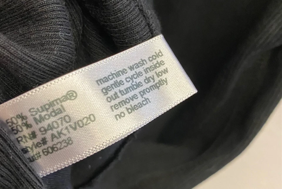 Camiseta acanalada acanalada cuello en V algodón Supima modal negra THREE DOTS camiseta XL US AK1V020 Foto 4 de 4