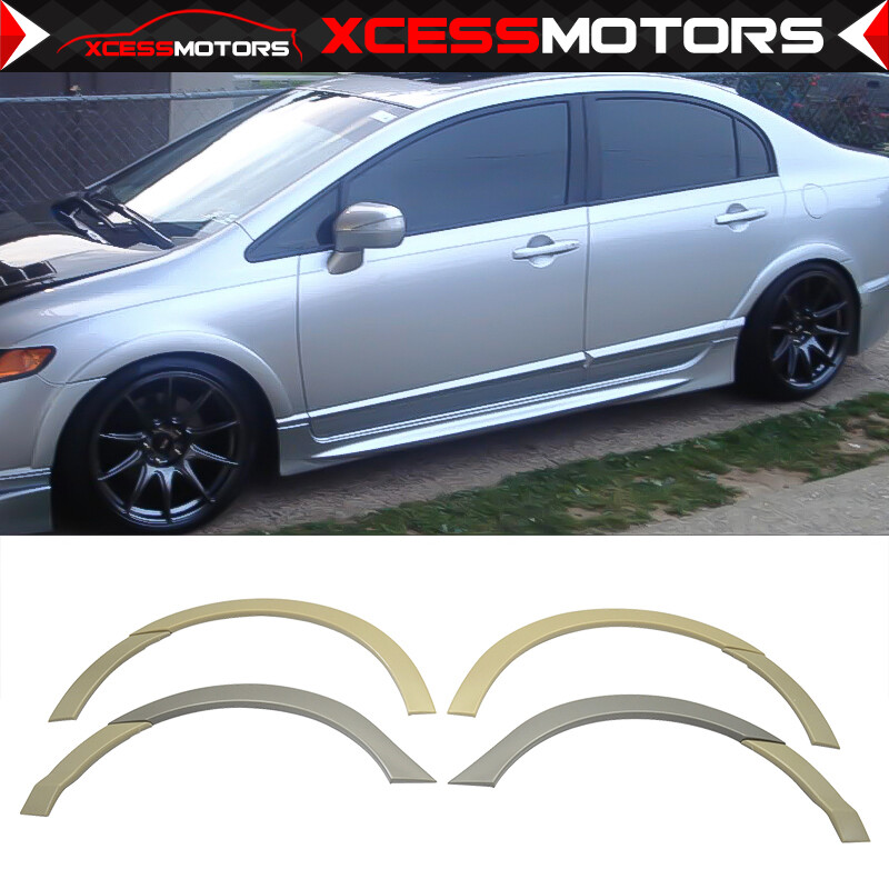 Fits 06-11 Honda Civic 4Dr Sedan RR Style Front Rear Fender Flares