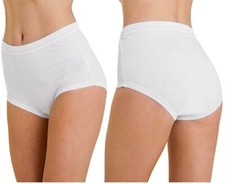 3 PAIRS LADIES WHITE 100% COTTON FULL BRIEFS KNICKERS PANTS SIZE 10-20 MAXI MAMA