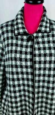 Bianca G Made In Italy Size L Wool Blend Women's Knit Jacket Black & White