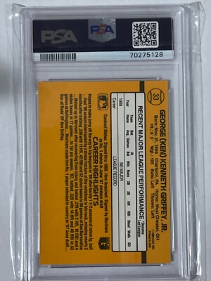 RARE-Ken Griffey Jr. Rookie ERROR CARD-No Period Dot after Inc