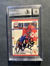 1990-91 C. Lemieux signed. Montreal Canadiens Auto. BAS 10 Autograph Card NM-MT+