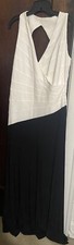 Lauren Ralph Lauren Womens Black White Sleeveless Cutout Back Gown Long Dress 16