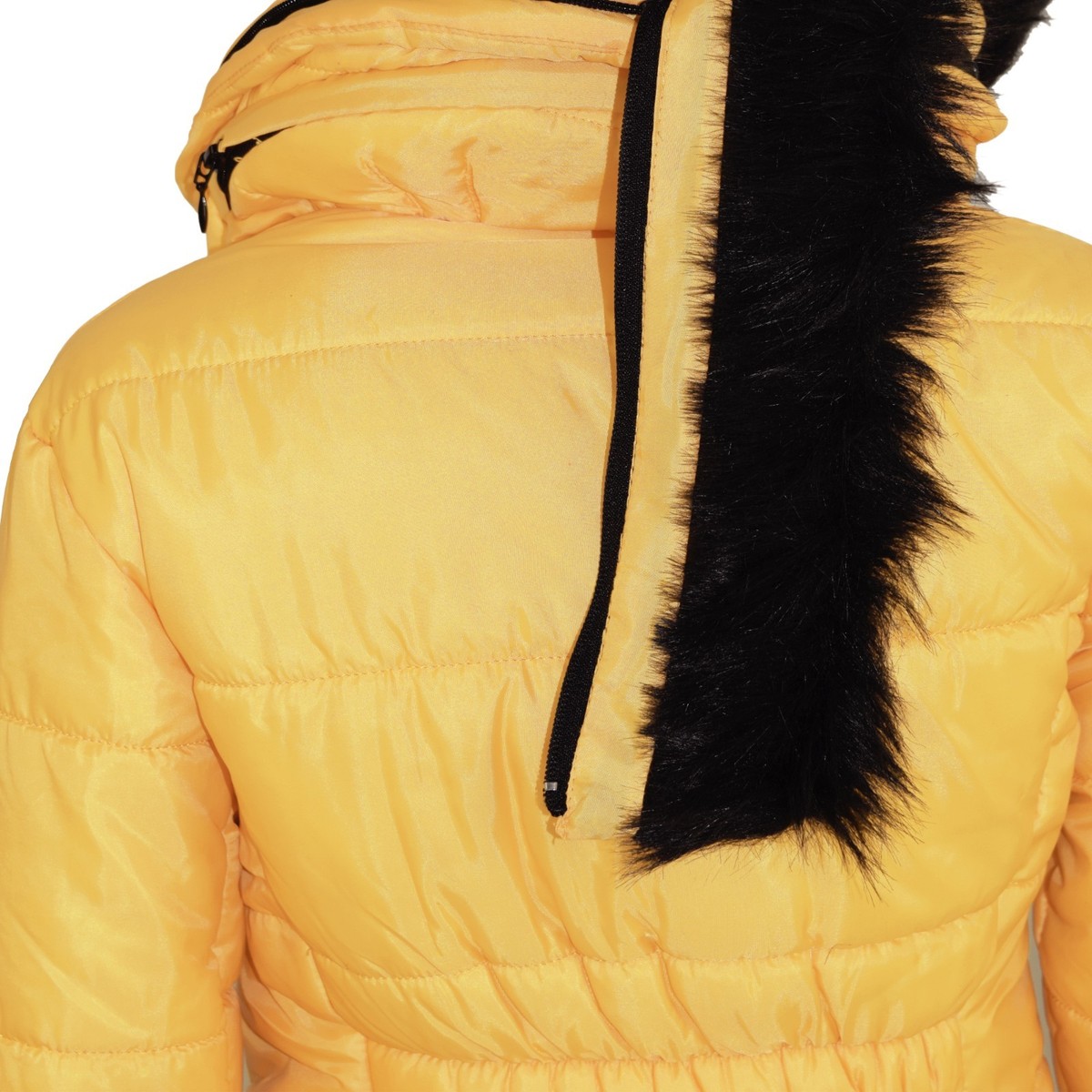 Kids Girls Jacket Fur High Neckline Quilted Puffer Bubble Padded Warm