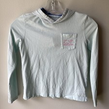Vineyard Vines Girls Shirt 7/8 Blue Hoodie Long Sleeve Beach Untreated Stain
