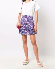 Isabel Marant Etoile Womens Naomi Smocked Floral Printed Cotton Mini Skirt M 36